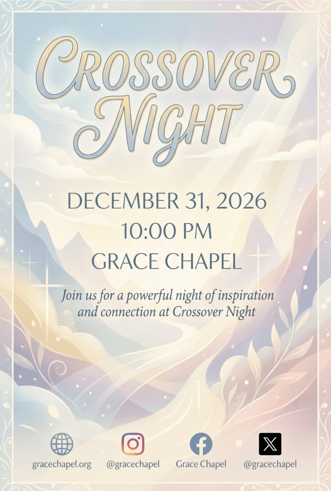 A crossover service flyer designed in Rhema